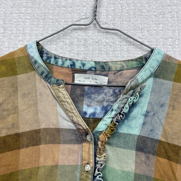 Anthropologie Isabella Sinclair Shirt Womens S Flannel Popover Plaid Tunic Boho - Picture 6 of 14